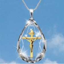 WOMEN'S CROSS CRUCIFIX JESUS PENDANT NECKLACE CHAIN RELIGIOUS CHRISTIAN CHRIST