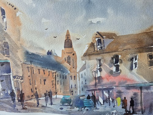 Scottish town watercolour - scottish,