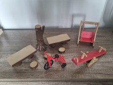 Sylvanian Families vintage Tomy park set- Swing, Seesaw, Bike, Tree and Seats.
