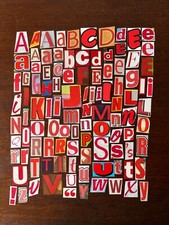 100 Red Paper Ransom Letters Scrapbook paper Craft decoupage ephemera journal