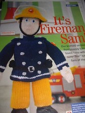 VINTAGE KNITTING PATTERN  Fireman Sam toy Black & White Copy cheapest on ebay