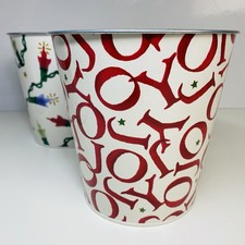 Emma Bridgewater M&S Fairy Lights And Christmas Joy Large Metal Plant Pot x 2