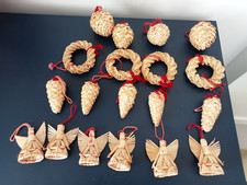 Vintage Straw Hand Woven Straw Christmas Tree Decorations Corn Dolly Ornaments