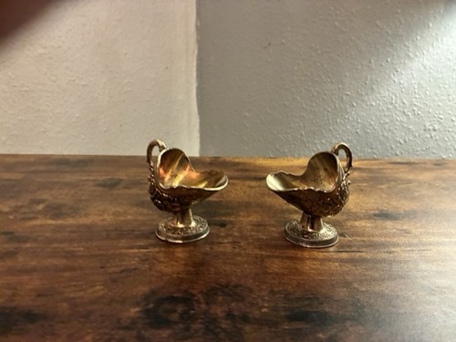 Pair silver plate open - silver, salt