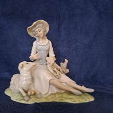 Tengra Valencia vintage Figurine Shepherdess with baby lamb and sheep RARE