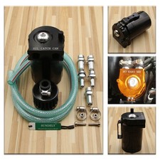 Oil Catch Can Baffled Breather Petrol Diesel Turbo Tank Reservoir Filter Black