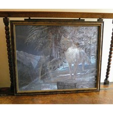 Vintage Dufex Foil Print Shadows in the Night Wolves by R Manning Wall Art