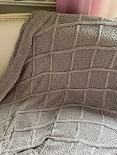 Paoletti 100%Cotton Taupe Knitted Throw & cushion Excellent Condition