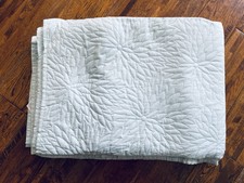 Bed Spread King Size Quilted Duck Egg Scalloped Edge Lovely Floral Pattern