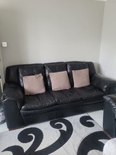 Black Leather Sofa 3-Seater 