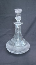 Signed Edinburgh Crystal Scotland Crystal Thistle Cut Ships Decanter & Stopper