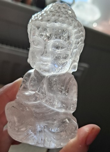 Clear quartz buddha carving - quartz,