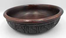 Dark Wooden Decorative Bowl Serving Dish Fruit Bowl Round Wood Looks Indian Read