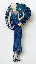 Deco Lady Full Length Handmade Brooch