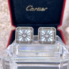 Cartier Santos Skeleton Motif Palladium Finished 925 Sterling Silver Cufflinks