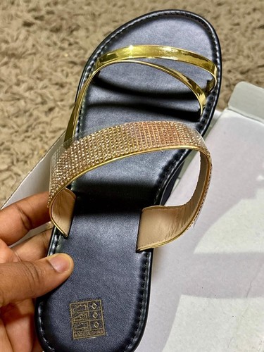 Black gold diamanté flat - black,