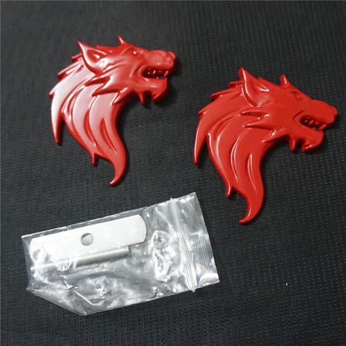 Matte red left wolf head - wolf,
