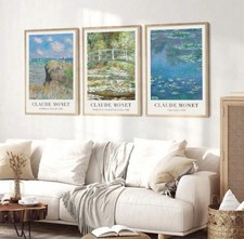 Set Of 3 Claude Monet Canvas