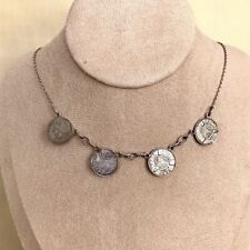 Vintage Sterling Silver Threepence Thruppence Thruppenny Bit Necklace. 54cm