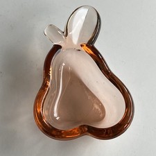 Vintage Art Vannes France Crystal Peach Glass Pear Shaped Bowl