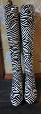 NASTY GAL PVC STRIPED HIGH LEG BOOTS UK SIZE 6