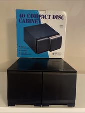 Vintage CD Storage Drawer Unit Black Ash Wood Holds 40 CD's - 2 Drawers With Box