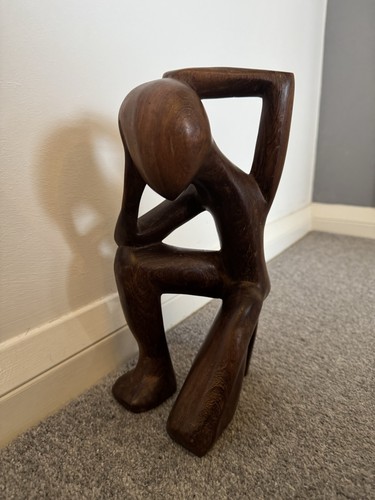 Vintage wooden thinking man - vintage,