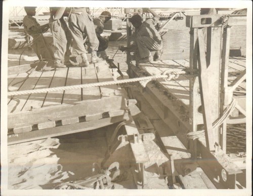 Military pontoon bridge - military,