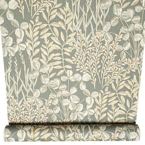 Green floral wallpaper - wallpaper, gold