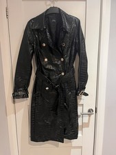 Julian MacDonald Star Black Croc Trench Coat Size 12