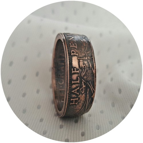 British half penny coin - coin, ring