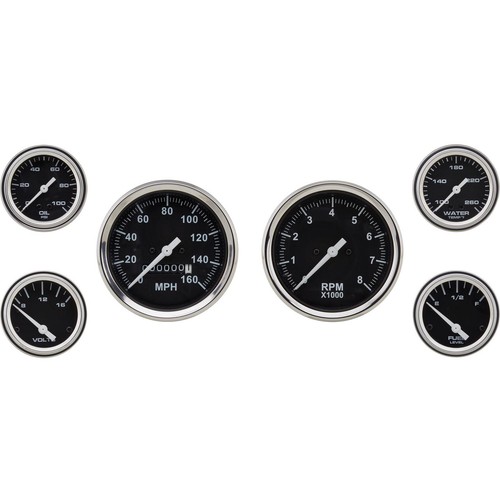 Speedway black gauge set kit - black,