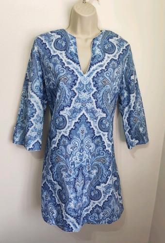 Zara blue paisley cotton - paisley,