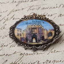 Antique Southampton The Bargate 1900 Enamel Brooch BROOCH