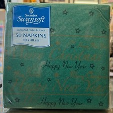 Swansoft Christmas Serviettes - Linen Textured Paper Napkins 40cm 50 Pieces