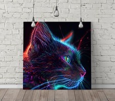 NEON COLOURFUL CAT -SQUARE