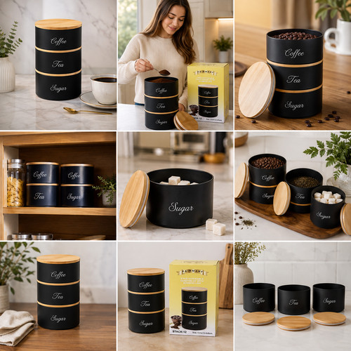 3pc stackable coffee tea - 3pc,