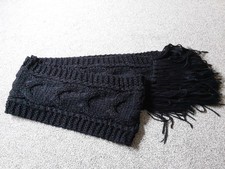 Long Black Chunky Knit Scarf