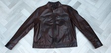 Zara Man  Brown Leather Jacket Coat  Bomber Biker Men's /EURO LARGE  / LOVELY