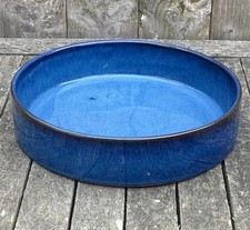 LARGE blue glaze ceramic JAPANESE SUIBAN IKEBANA MORIBANA BOWL  D 27.3cm/10.75"