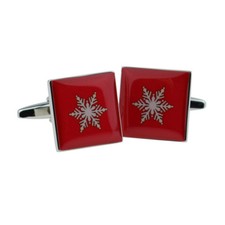 Red Christmas Snowflake Cufflinks - X2BOCS084