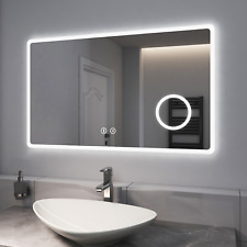 EMKE Large Bluetooth Bathroom Mirror With Led Lights Shaver Socket Anti-fog