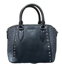 Michael Kors Womens Ciara Sienna Med Messenger Black/Silver Colorblock HandBag