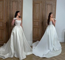 Ivory Satin A Line Wedding