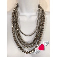 Monsoon Multi Strand Faceted Grey Mirror Beads Occasion Party Valentine’s Gift