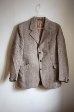 Harris Tweed Gurtex 100% Wool Blazer Jacket Beige Brown Vintage - Size 46