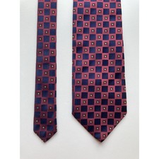 Vintage Lloyd Attree & Smith Tie Navy Red Check Necktie Textured London England