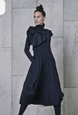 HIGH by Claire Campbell UK 10 Blue midi asymmetric Jersey Dress mod. 'Daring'