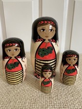 Wooden Russian Doll Nesting Stacking Maori Girl from New Zealand by C. Mitchell