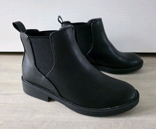 M&S size 3 black FAUX LEATHER CHELSEA BOOTS slip on MARKS AND SPENCER ankle